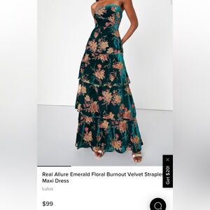 Lulus Velvet Emeral Floral Gown